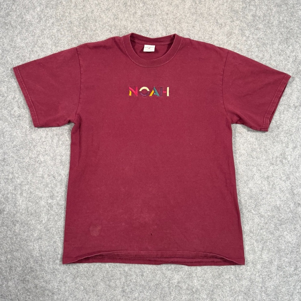Noah Maroon Red Cotton Sign Embroidered Short Sleeve T-Shirt Men's Size Medium
